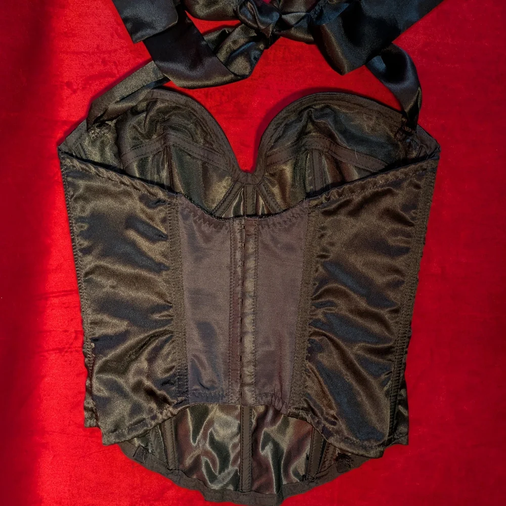 vintage trashy lingerie Playboy bunny costume halter bustier with ribbon tie 36B - Picture 6 of 9